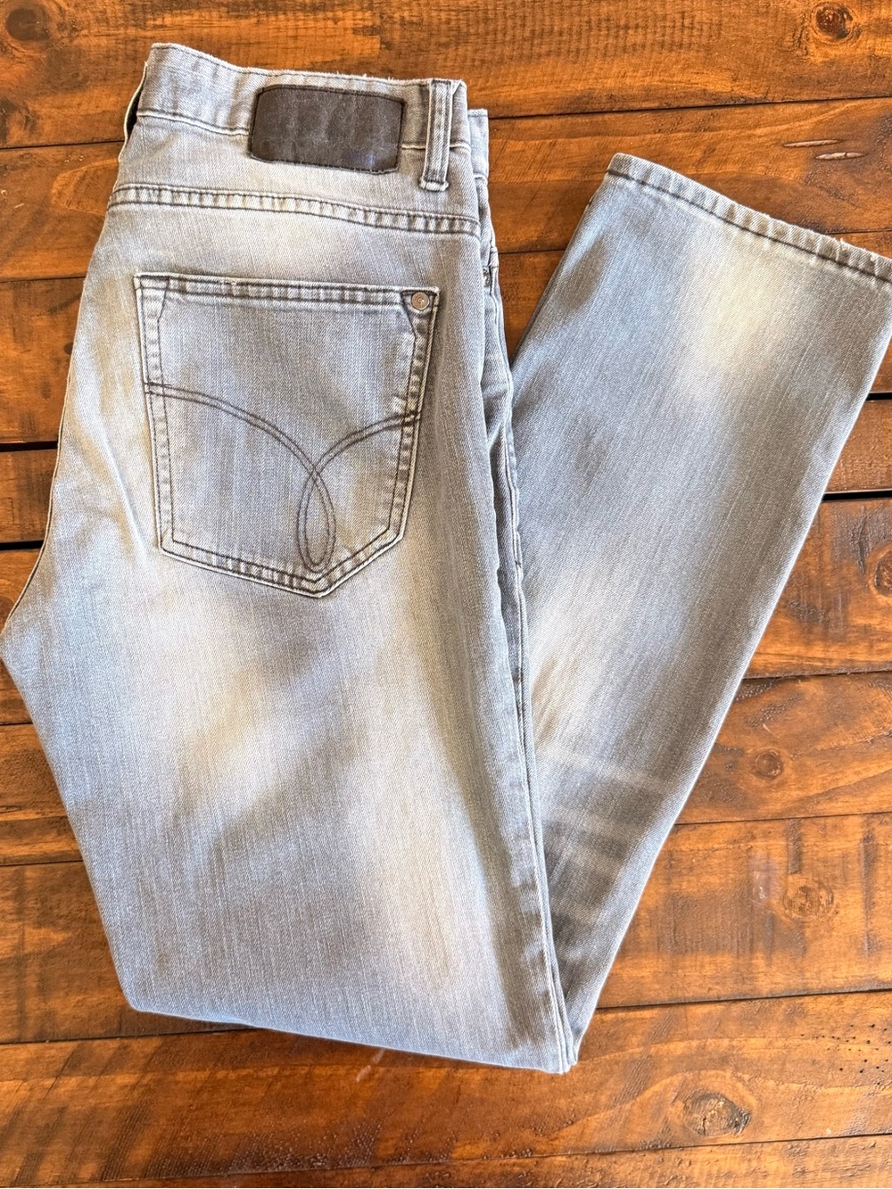 Calvin Klein Slim Straight Distressed Grey Jeans, Men’s Size 30x30